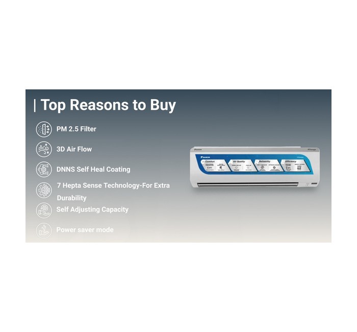 Daikin 2024 Model 1.5 Ton 3 Star Split Inverter AC - White - Image 3