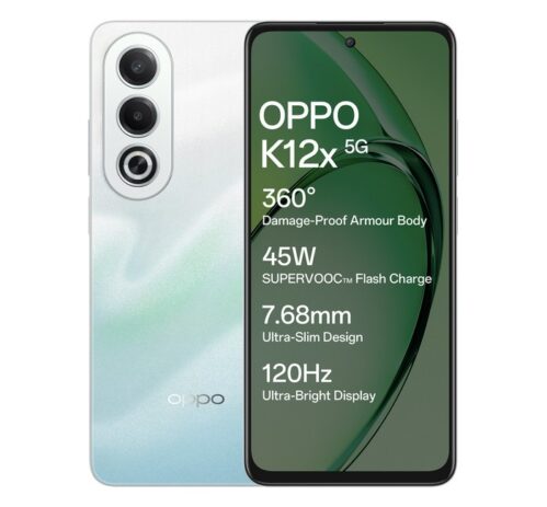OPPO K12x 5G with 45W SUPERVOOC Charger In-The-Box (Breeze Blue, 128 GB)(6 GB RAM)