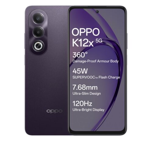 OPPO K12x 5G with 45W SUPERVOOC Charger In-The-Box (Midnight Violet, 128 GB)(6 GB RAM)