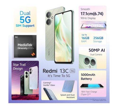 REDMI 13c 5G (Startrail Green, 128 GB)(6 GB RAM) - Image 5