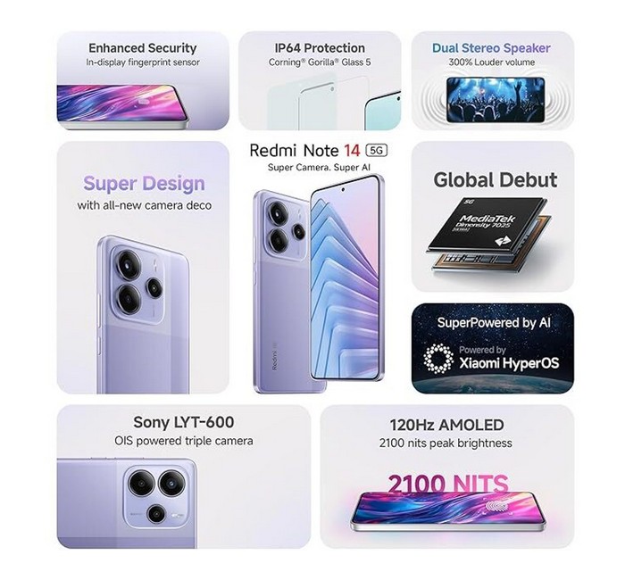 REDMI Note 14 5G (Phantom Purple, 128 GB)(6 GB RAM) - Image 2